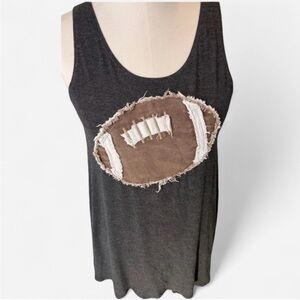 Lost Petal Linen Distressed Football Tank Top Tunic Flowy Charcoal Gray Sz Small